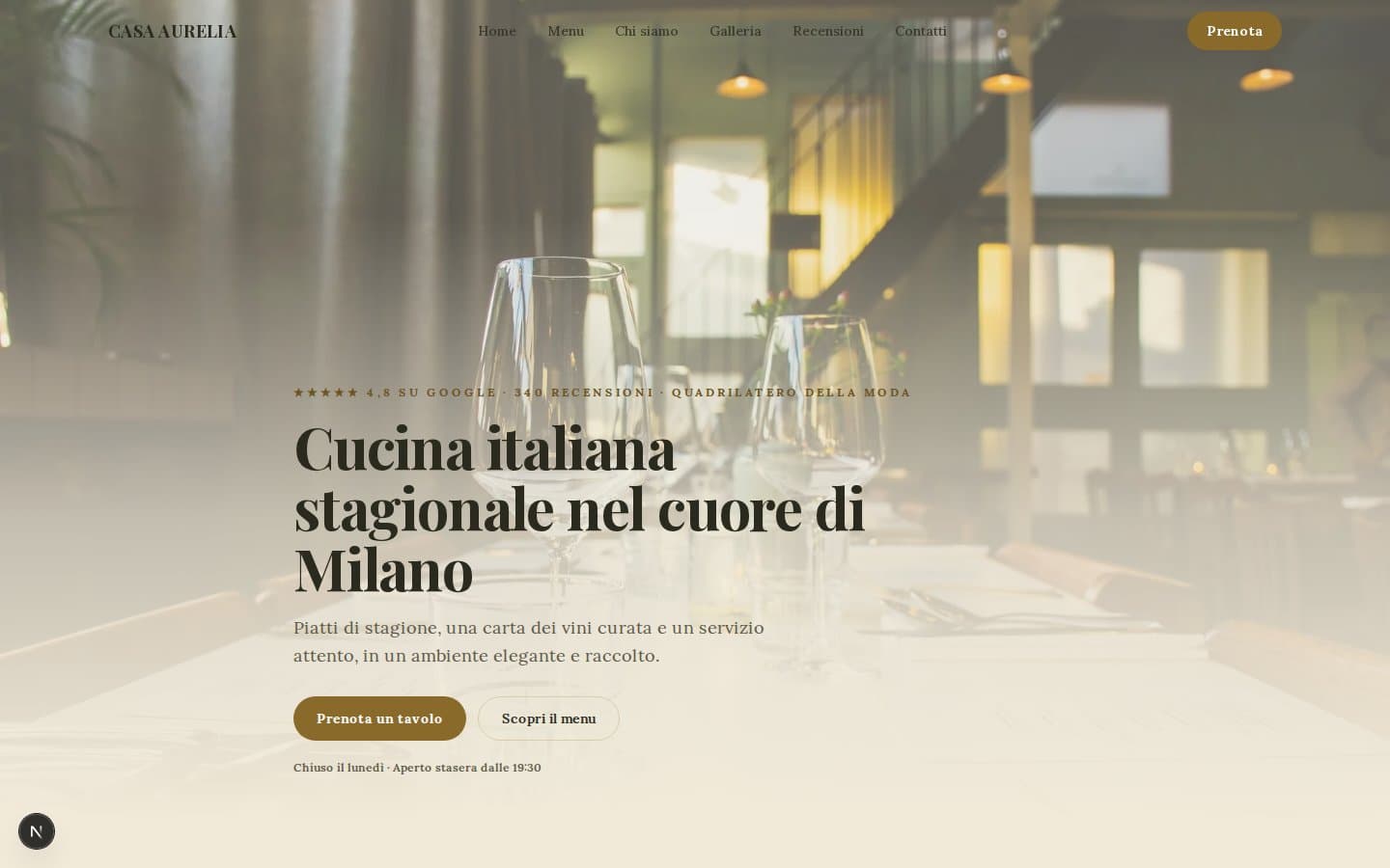 Anteprima desktop del sito Casa Aurelia