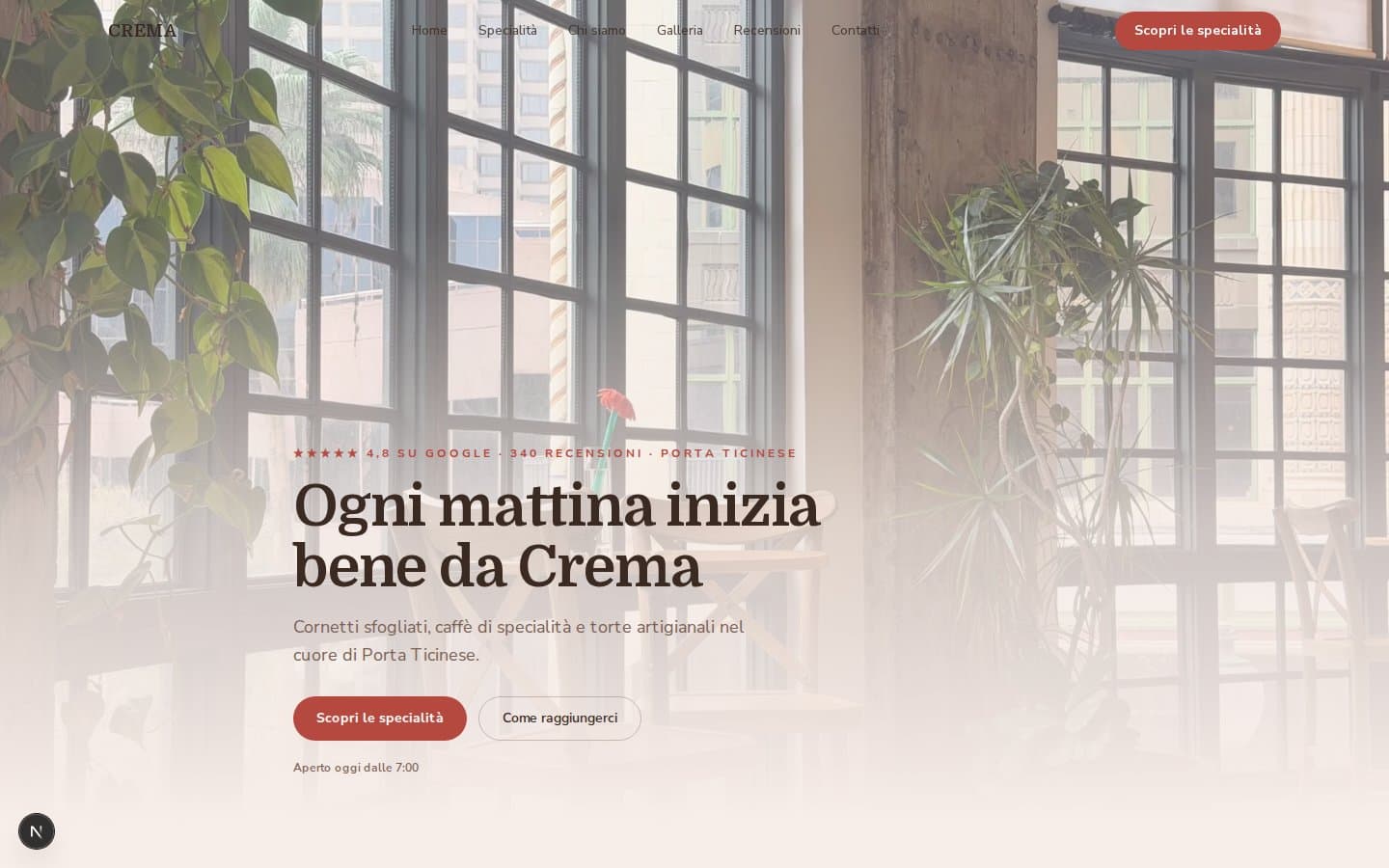 Anteprima desktop del sito Crema