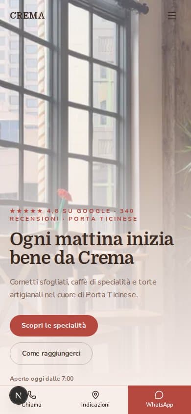 Anteprima mobile del sito Crema