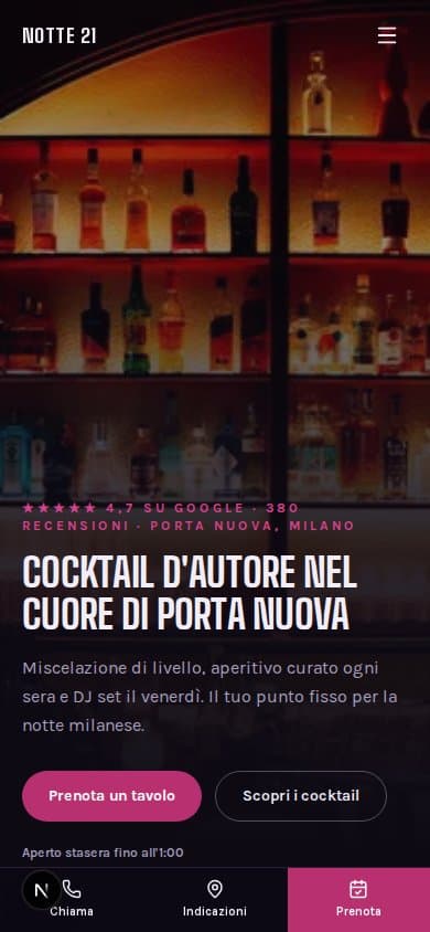 Anteprima mobile del sito Notte 21