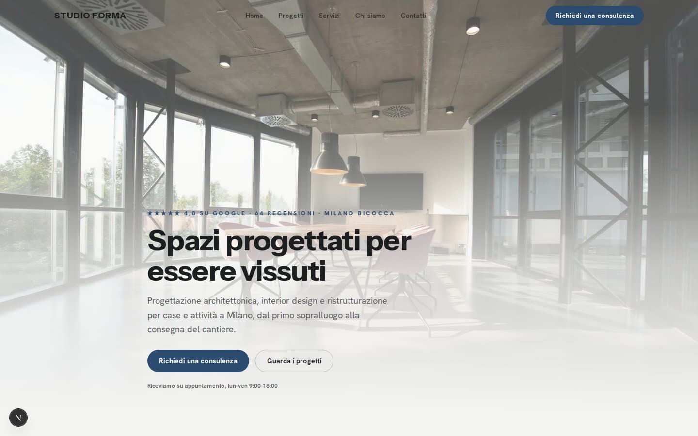 Anteprima desktop del sito Studio Forma